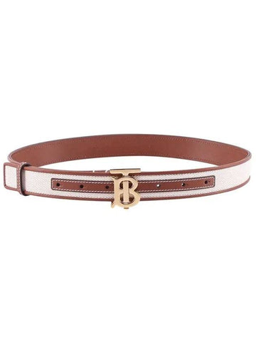 WoMen's TB Monogram Logo Leather Belt Beige - BURBERRY - BALAAN 1