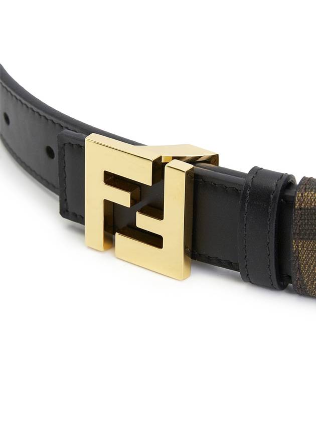 FF Squared Leather Belt Black Brown - FENDI - BALAAN 7