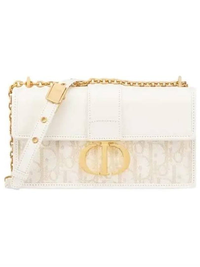 30 Montaigne East West Oblique Jacquard Chain Shoulder Bag Latte - DIOR - BALAAN 2