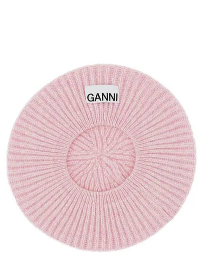 Logo Rib Edge Wool Beret Lilac - GANNI - BALAAN 2