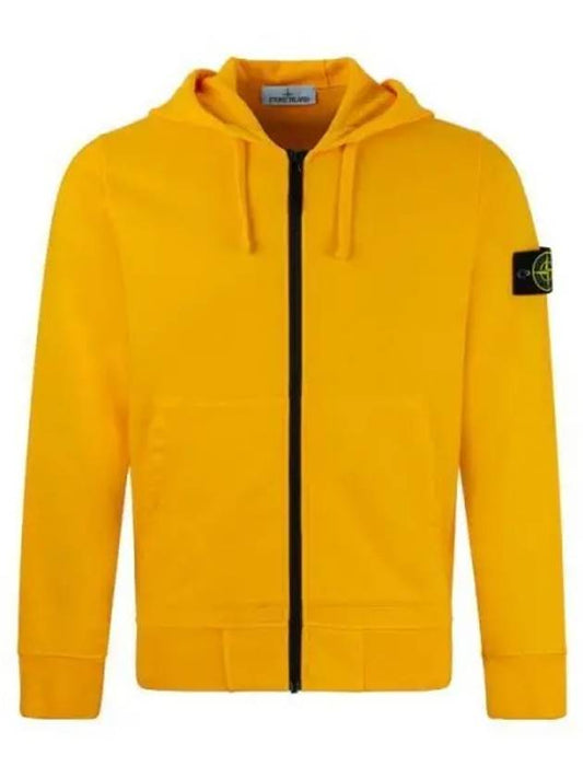 Wappen Patch Cotton Fleece Zip Up Hoodie Yellow - STONE ISLAND - BALAAN 2