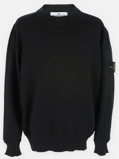 Stone Kids Waffen Patch Round Neck Knit Black 7616502A4 V0029 - STONE ISLAND - BALAAN 2