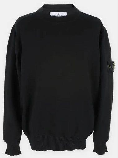 Stone Kids Waffen Patch Round Neck Knit Black 7616502A4 V0029 - STONE ISLAND - BALAAN 1