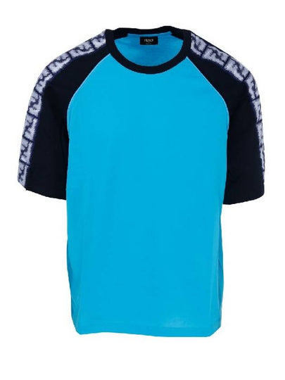 FF Raglan Short Sleeve T-Shirt Blue - FENDI - BALAAN 2