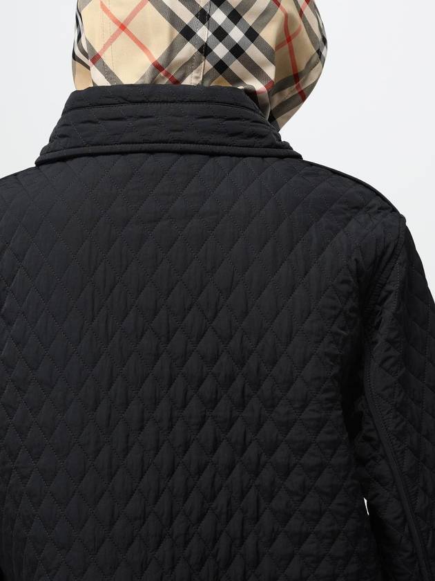 Check Hooded Quilted Jacket Black - BURBERRY - BALAAN 6