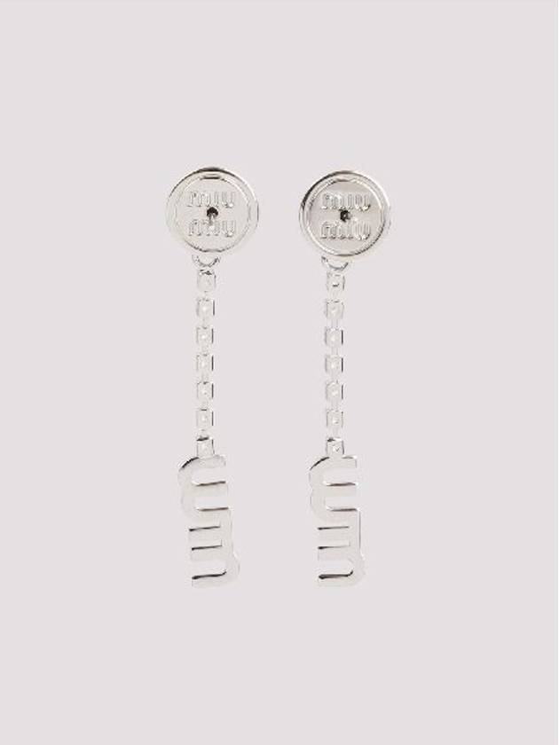 logo crystal drop earrings - MIU MIU - BALAAN 3