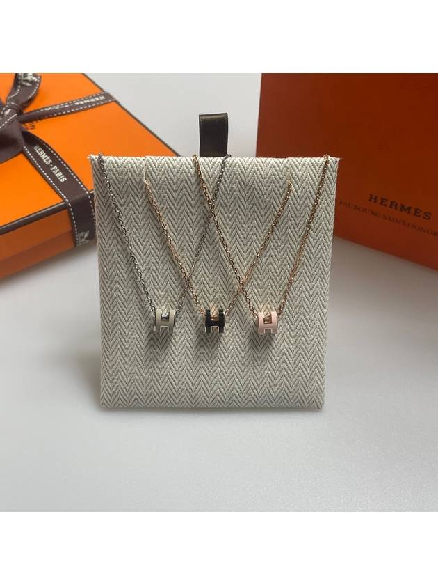 Mini Pop H Pendant Rose Gold & Noir - HERMES - BALAAN 2