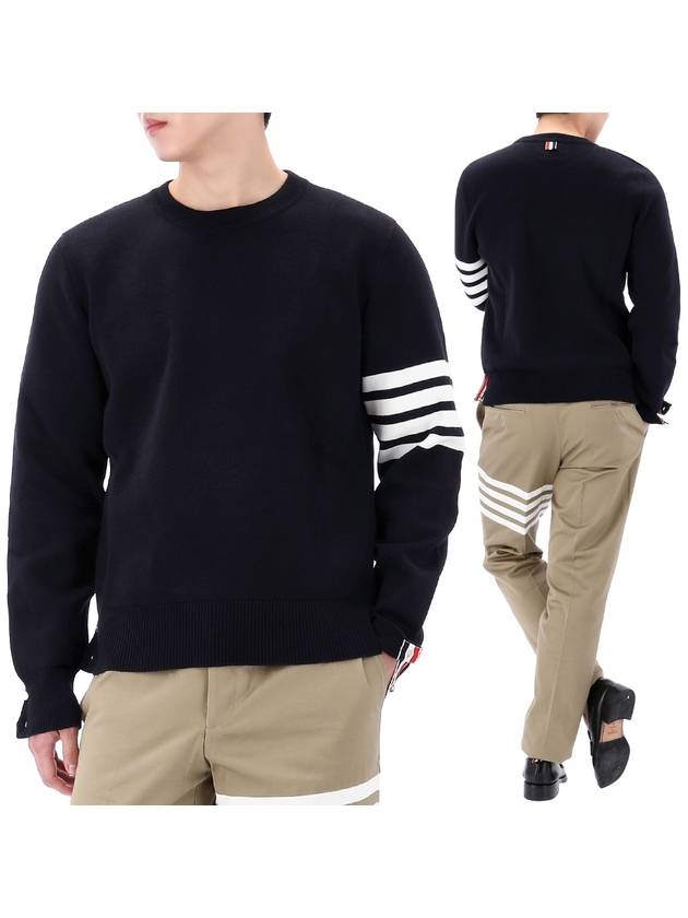 4 Bar Armband Milano Stitch Knit Top Navy - THOM BROWNE - BALAAN 2