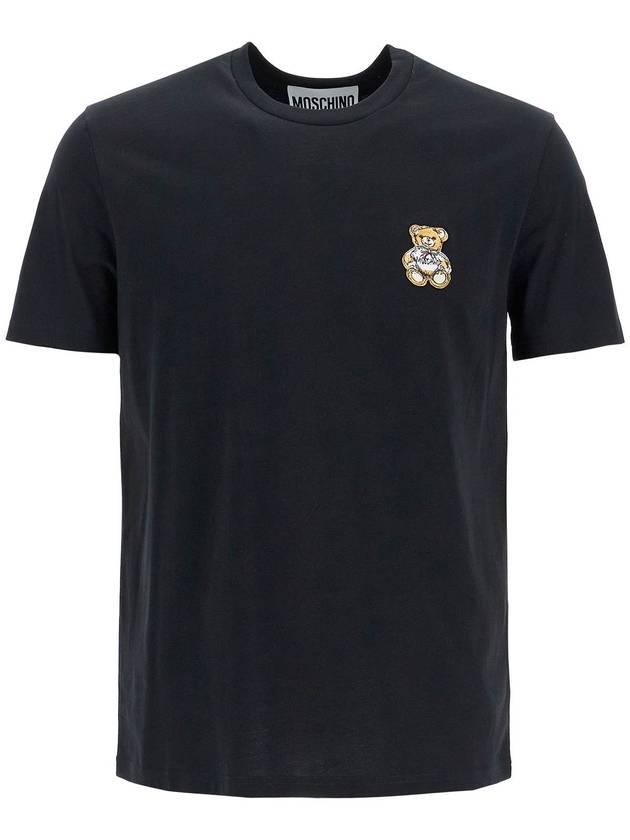 Teddy Crew Neck Cotton Short Sleeve T-Shirt Black - MOSCHINO - BALAAN 2