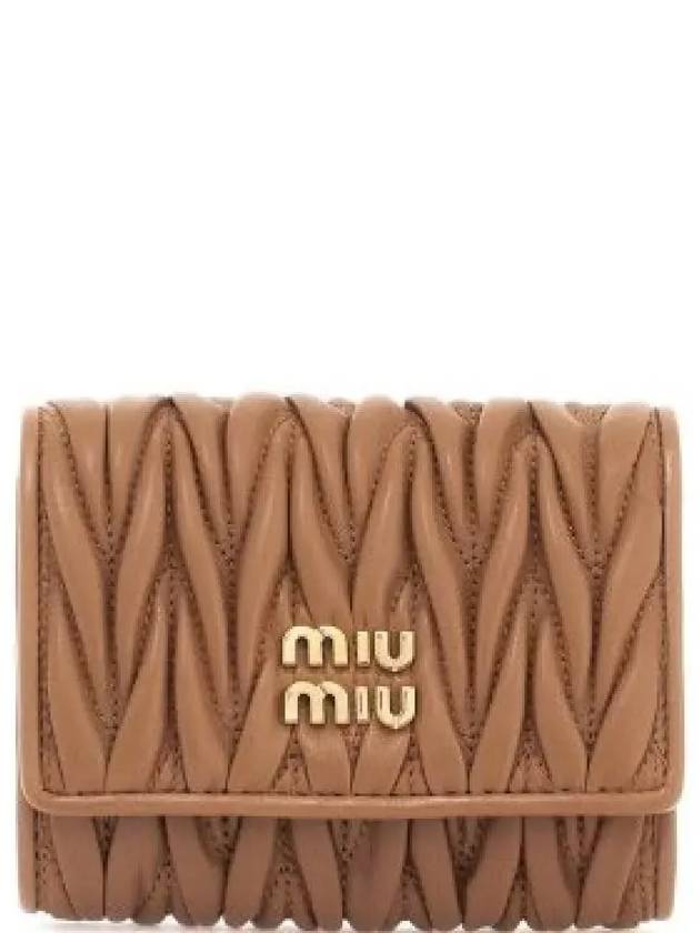 Matelasse Logo Nappa Leather Half Wallet Caramel - MIU MIU - BALAAN 2