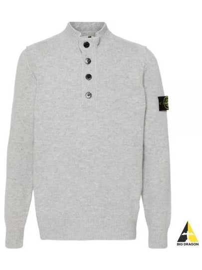 Wappen Patch Half Button Lambswool Knit Top Grey - STONE ISLAND - BALAAN 2