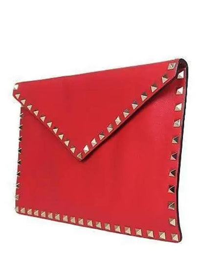 SW2P0P56VSH Red Color Leather Rockstud Envelope Pouch and Clutch - VALENTINO - BALAAN 2