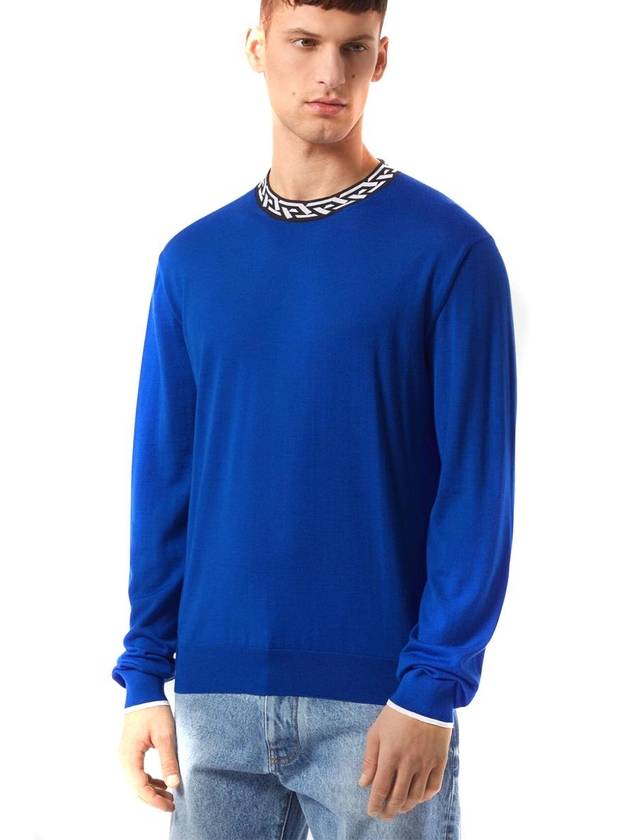 Men's Grica Wool Sweatshirt Blue - VERSACE - BALAAN 3