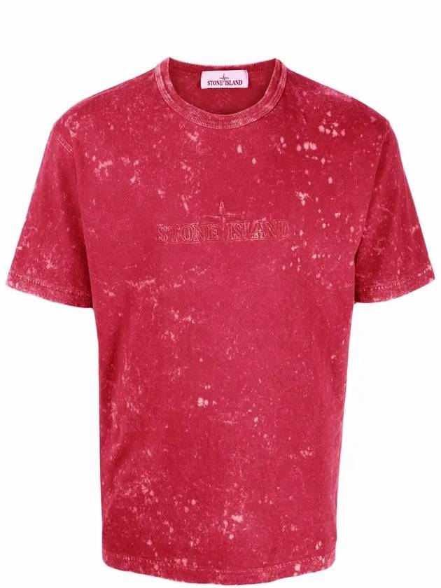 Men's Off Tie Dye Logo Short Sleeve T-Shirt Fuchsia - STONE ISLAND - BALAAN 3