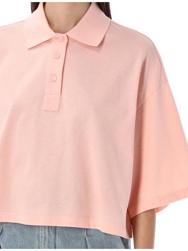 Cropped Cotton Piquet Polo Shirt Pink - BOTTEGA VENETA - BALAAN 4