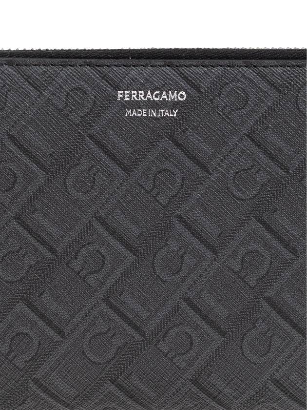 FERRAGAMO Canvas Wallet With Monogram, Men's, Grey - SALVATORE FERRAGAMO - BALAAN 5