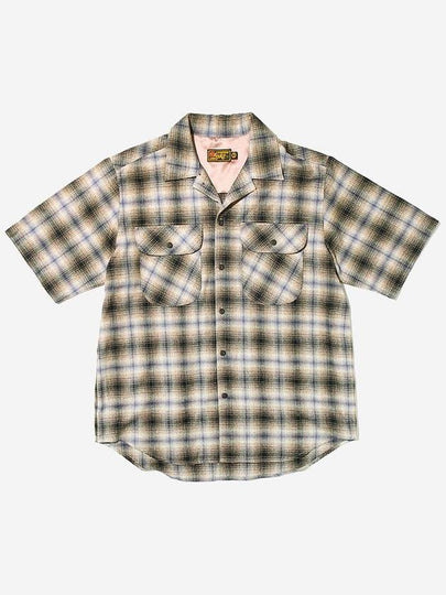 Cosmo Checker Flannel Open Short Sleeve Shirt Grey - OGARP - BALAAN 2