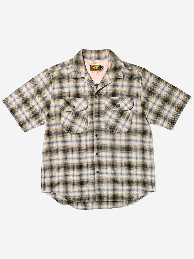 Cosmo Checker Flannel Open Half Shirt Gray - OGARP - BALAAN 2