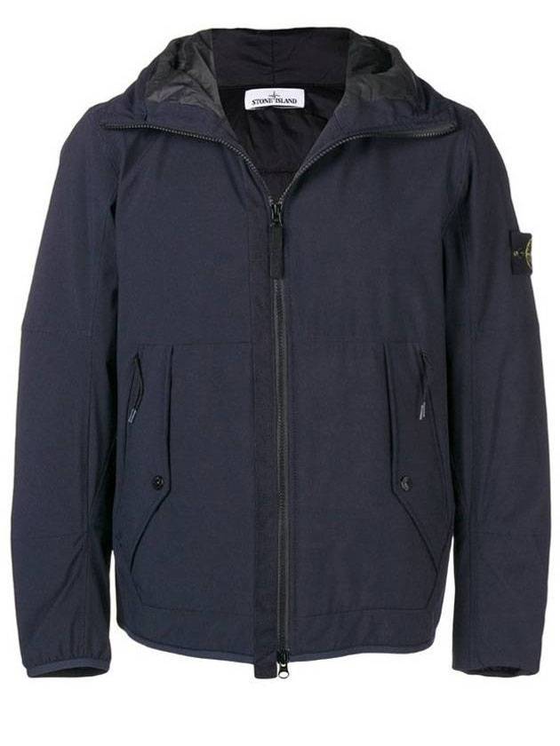 soft shell hooded jacket navy - STONE ISLAND - BALAAN.