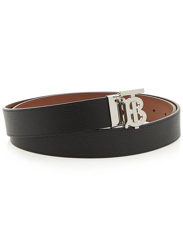 Reversible Monogram Leather Belt Black - BURBERRY - BALAAN 4