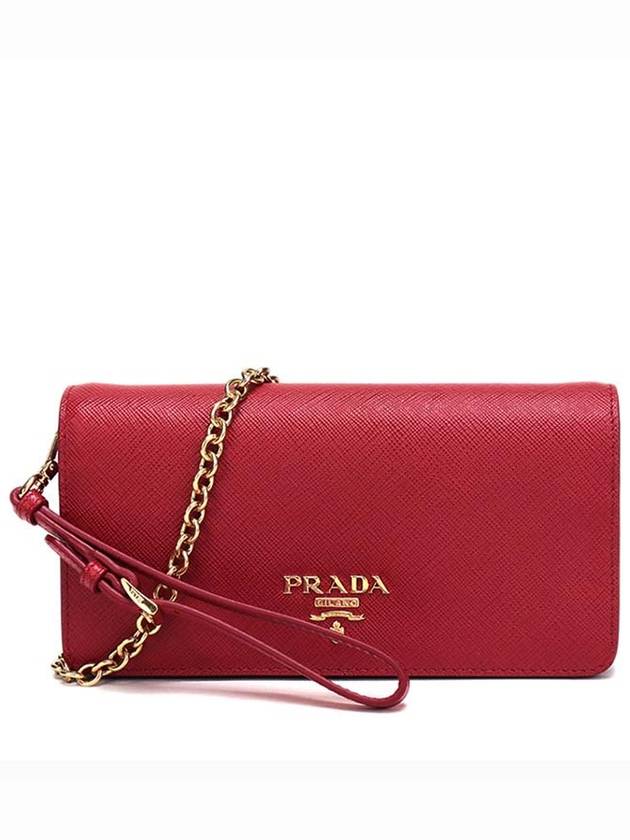 Saffiano Luxe Chain Mini Shoulder Bag Red - PRADA - BALAAN 2