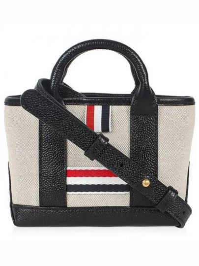 RWB Stripe Cotton Canvas Mini Tool Tote Bag Black Beige - THOM BROWNE - BALAAN 2