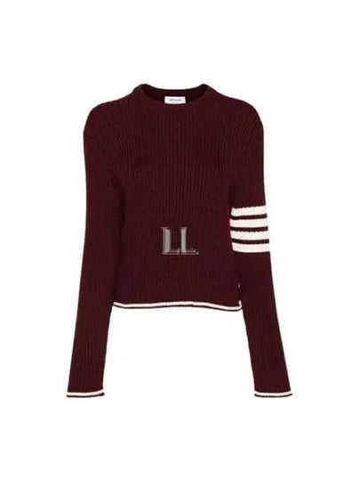 4 Bar Stripe Cable Knit Top Red - THOM BROWNE - BALAAN 2