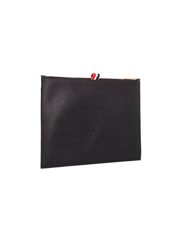 RWB Tab Leather Document Medium Clutch Bag Black - THOM BROWNE - BALAAN 3