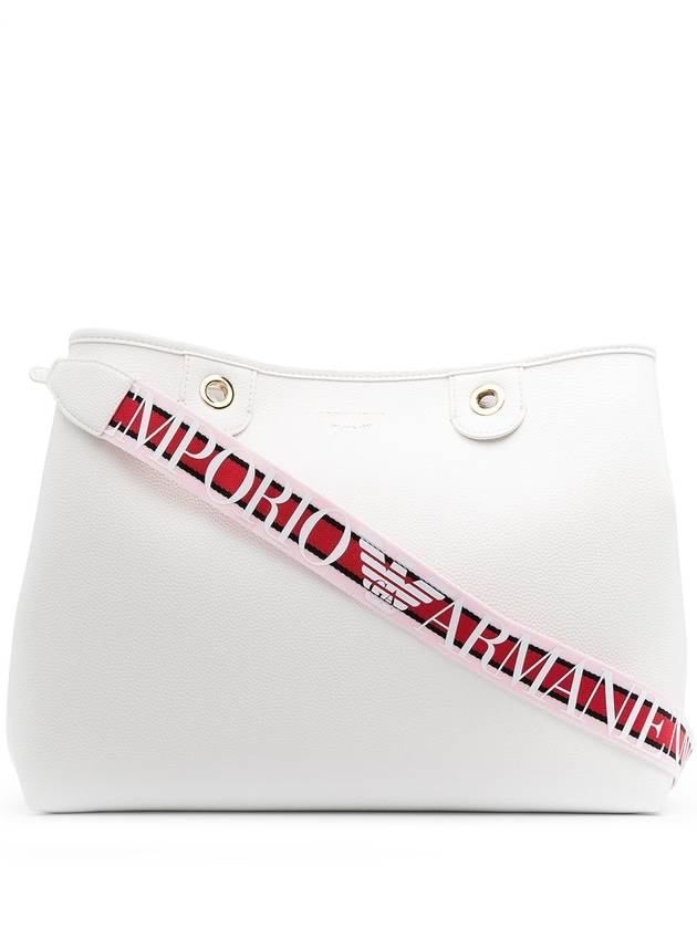 Women's Strap Logo Tote Bag White - EMPORIO ARMANI - BALAAN 1