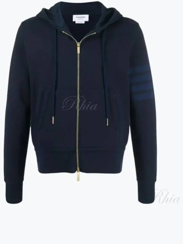 Men's Diagonal Armband Loopback Relaxed Fit Zip Up Hoodie Navy - THOM BROWNE - BALAAN 2