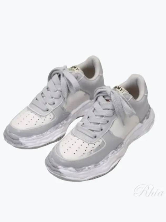 24 A11FW725 GRY WHT Wayne OG sole printed leather low top sneakers - MIHARA YASUHIRO - BALAAN 1