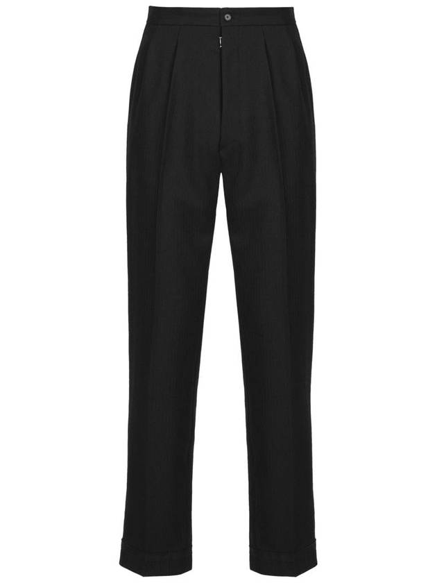 Men's Back Stitch Tailored Mohair Straight Black Pants - MAISON MARGIELA - BALAAN 2