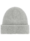 Logo Patch Knit Beanie Grey - GANNI - BALAAN 4