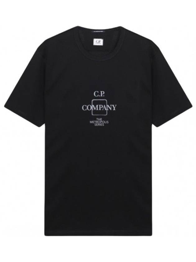 Mercerized Jersey Logo Print Short Sleeve T-Shirt Black - CP COMPANY - BALAAN 2