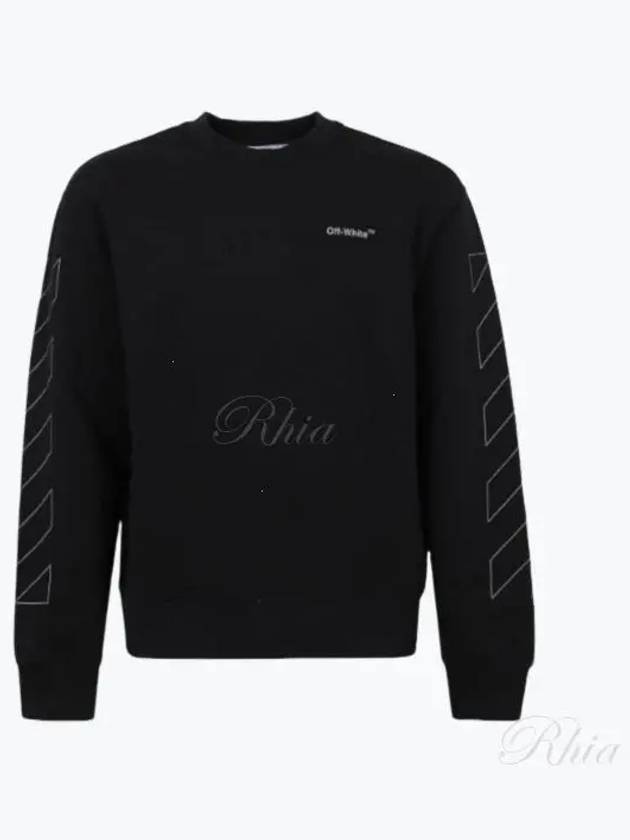 Diag Outline Crew Neck Sweatshirt Black - OFF WHITE - BALAAN 2