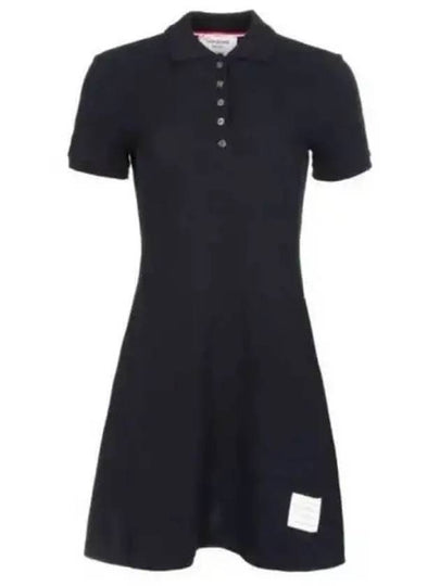 Women's Logo Patch Tennis Flare Short Dress Navy - THOM BROWNE - BALAAN 2