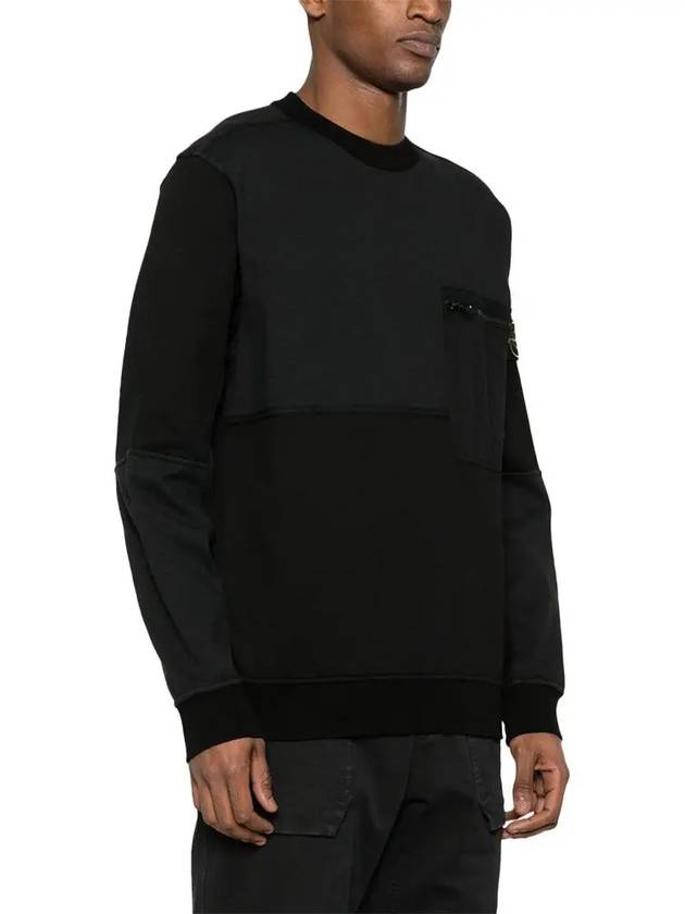 Compass Panel Zipper Pocket Cotton Sweatshirt Black - STONE ISLAND - BALAAN 4