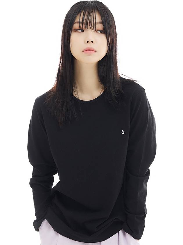 Unisex Basic Marshmallow Long Sleeve T-Shirt Black - LMN3011 - BALAAN 2