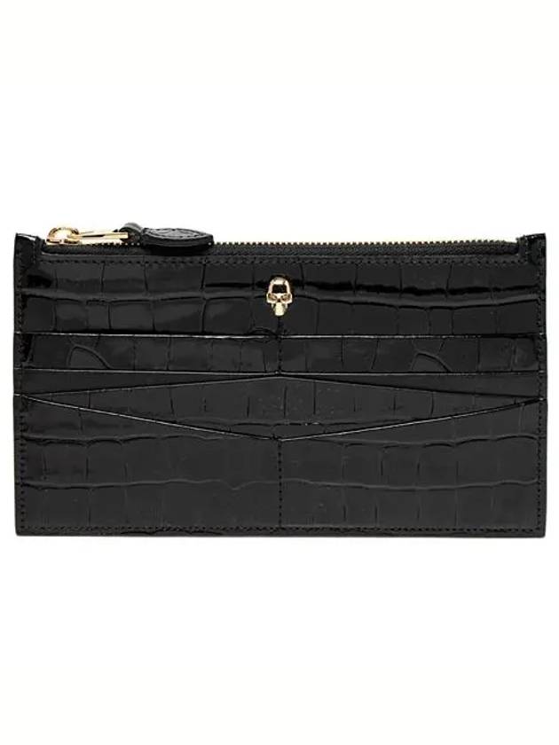 Skull Zipper Card Wallet Black - ALEXANDER MCQUEEN - BALAAN.