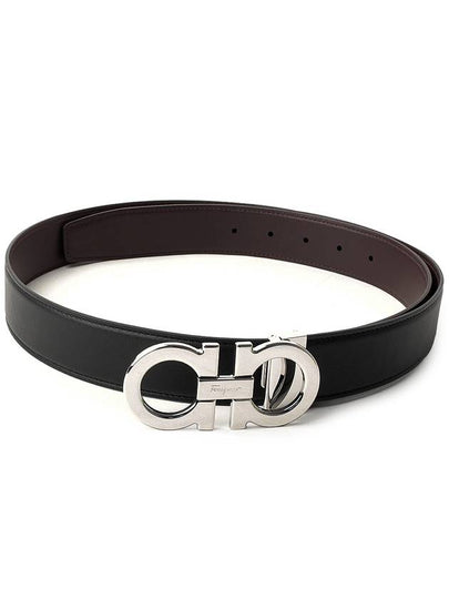 Reversible Gancini Leather Belt Black - SALVATORE FERRAGAMO - BALAAN 2