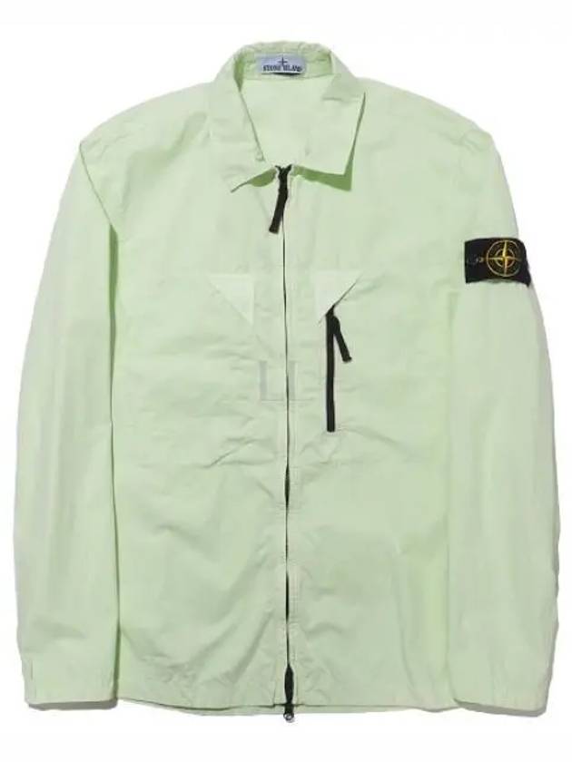 Wappen Patch Old Treatment Zip-Up Overshirt Light Green - STONE ISLAND - BALAAN 2