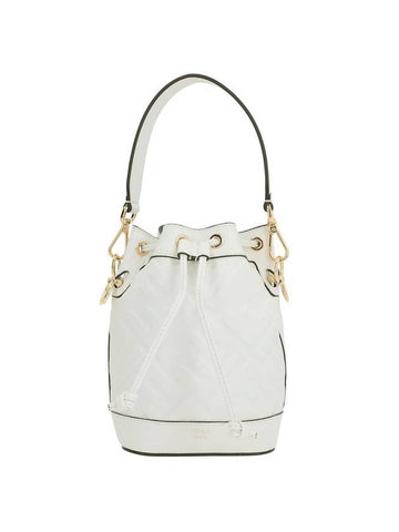 Mon Tresor FF Motif Leather Mini Bucket Bag White - FENDI - BALAAN 1