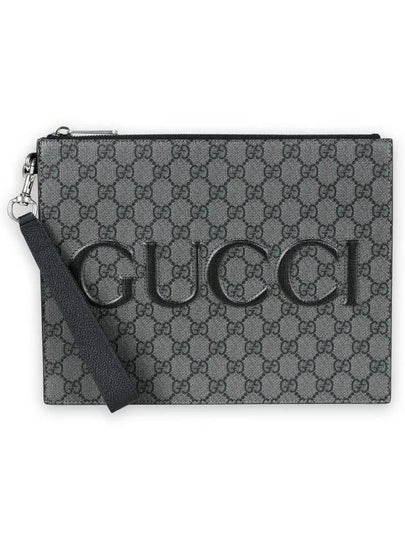 GG Supreme Canvas Zipper Clutch Bag Grey - GUCCI - BALAAN 2