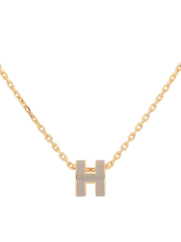 Mini Pop H Pendant Necklace Gold Marron Glace - HERMES - BALAAN 1