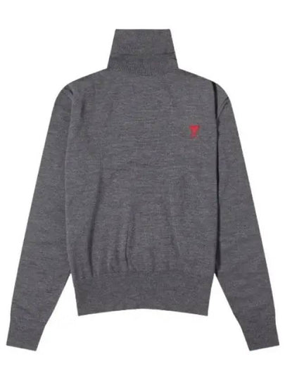 Heart Logo Wool Turtleneck Grey - AMI - BALAAN 2