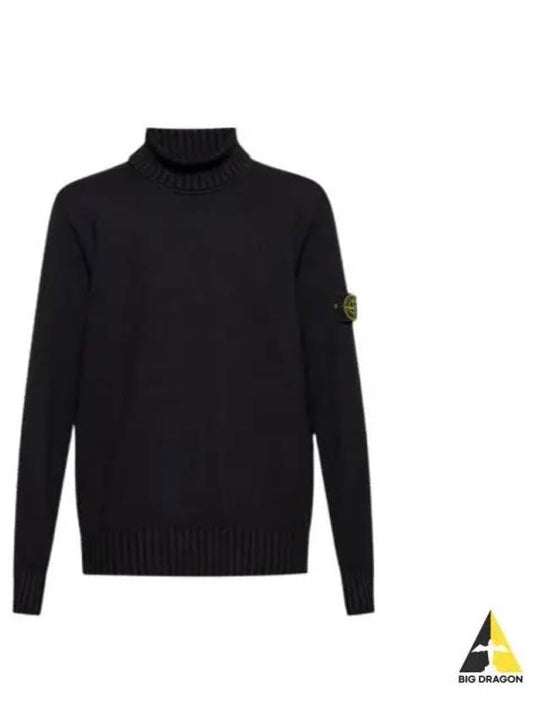 Wappen Patch Loose Fit Cotton Turtleneck Black - STONE ISLAND - BALAAN 2