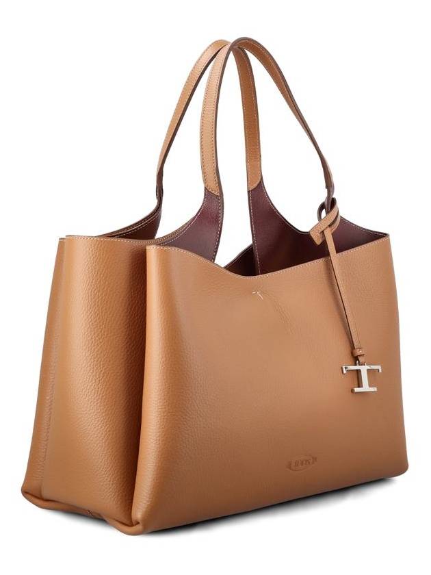 Logo Leather Medium Tote Bag Brown - TOD'S - BALAAN 4