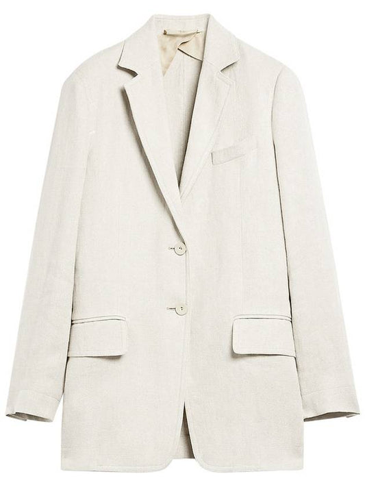 Women's Oversized Linen Blazer Jacket White - MAX MARA - BALAAN 2