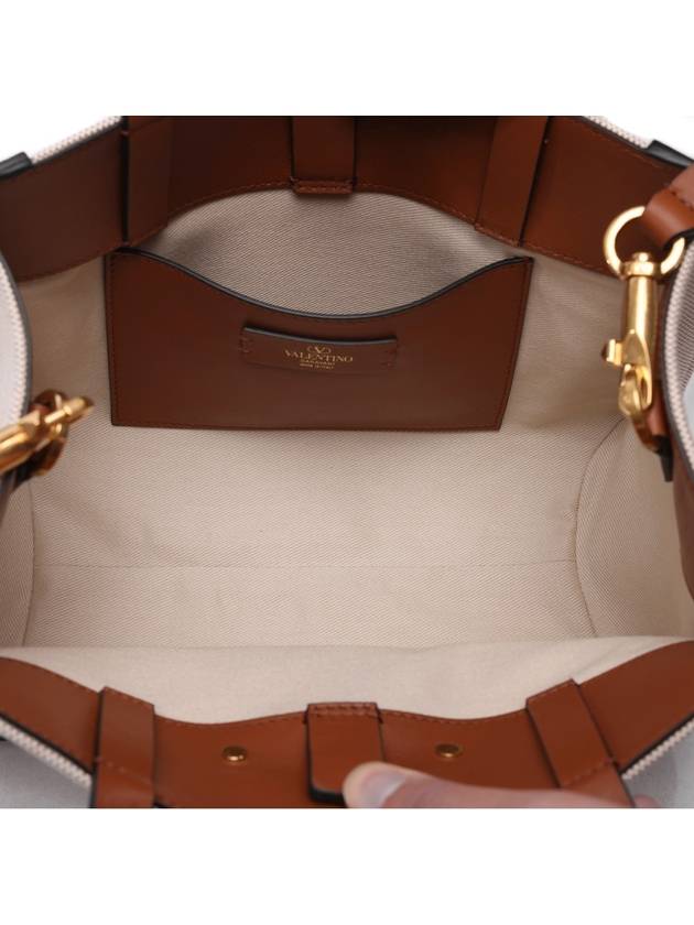 V Logo Signature Tote Bag Brown Ivory - VALENTINO - BALAAN 7