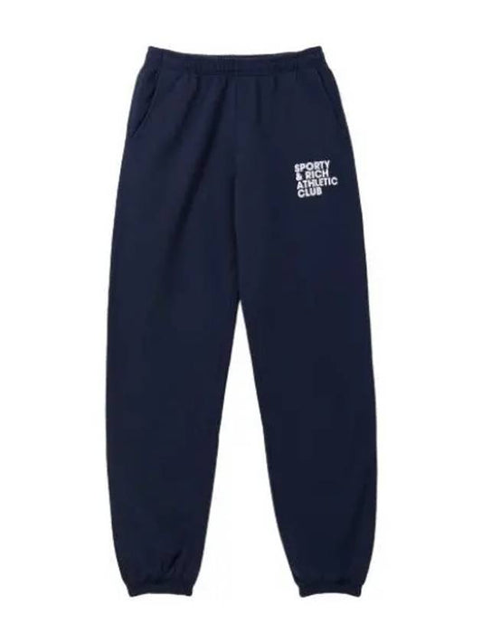 Side logo graphic print jogger pants navy - SPORTY & RICH - BALAAN 1